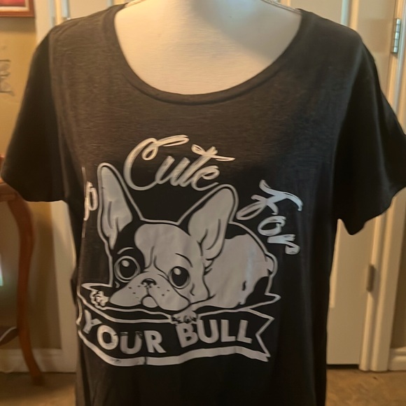 Tops - Cute grey t shirt with I’m too cute for your bull